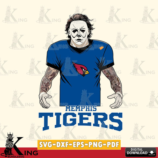 Printable art of Memphis Tigers Michael Myers tattoo football, a digital file for silhouette cameo and cricut projects
