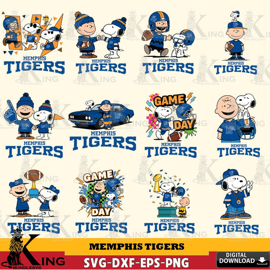 Memphis Tigers Peanuts Football NCAA Bundle SVG, Cricut, Cut file  , Digital Download , Instant Download, Peanuts svg, NCAA svg, Football svg, Sport svg