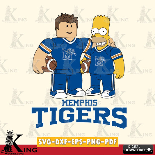 Memphis Tigers Roblox & Homer Simpson Football SVG file , NCAA Cricut,  File cut , Digital Download , PDF File