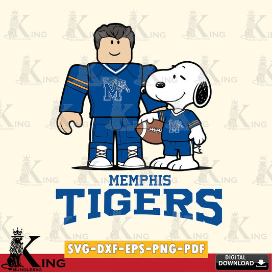Memphis Tigers Roblox & Snoopy Football SVG file , NCAA Cricut,  File cut , Digital Download , PDF File