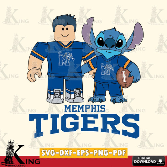 Memphis Tigers Roblox & Stitch Football SVG file , NCAA Cricut,  File cut , Digital Download , PDF File
