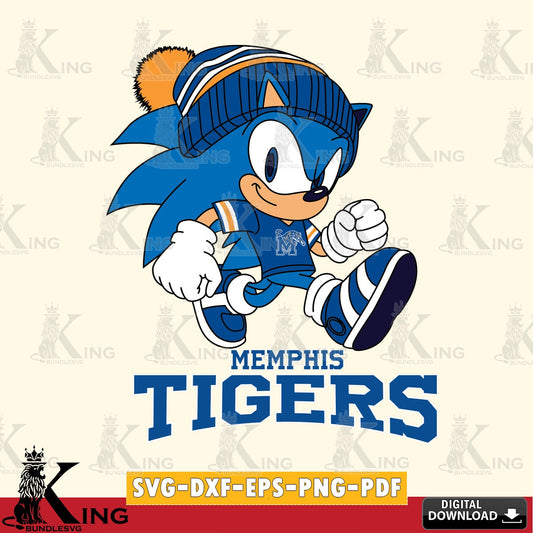 Beautiful illustration of Memphis Tigers Sonic Football SVG cut file for personalized gifts and laser projects
