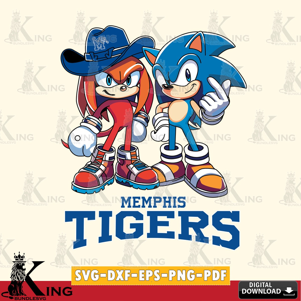 Memphis Tigers Sonic & Knuckles Football Mascot SVG file, Vector , Digital Download , PDF File , Instant Download