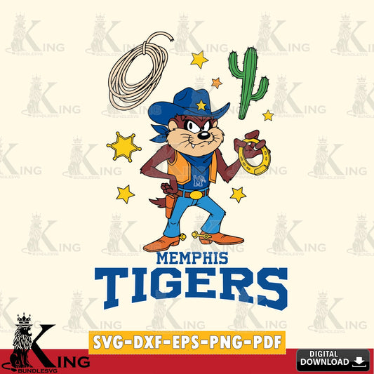 Memphis Tigers Taz Cowboy Western SVG file, Cut file  , Digital Download , Instant Download, Taz svg, NCAA svg