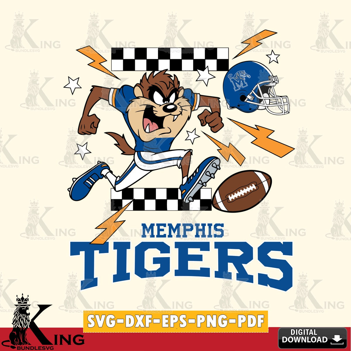 Memphis Tigers Taz Football Lightning SVG file, Cut file  , Digital Download , Instant Download, Taz svg, NCAA svg
