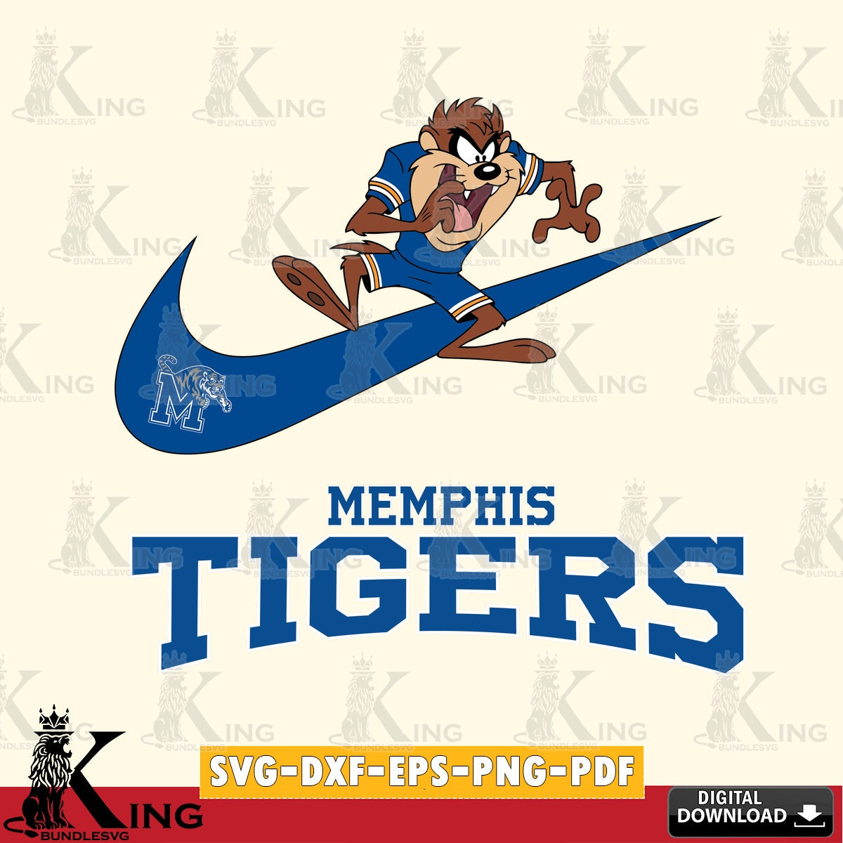 Memphis Tigers Taz Football Nike SVG file, Cut file  , Digital Download , Instant Download, Taz svg, NCAA svg