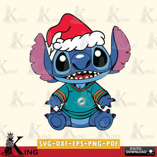 Miami Dolphins Baby Stitch Christmas SVG, NFL for Cricut, Silhouette, Digital Download , file cut