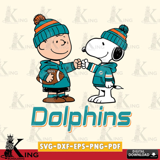 Miami Dolphins CharlieBrown Football Fist Bump Cricut file , Cut file  , Digital Download , PDF File , Instant Download