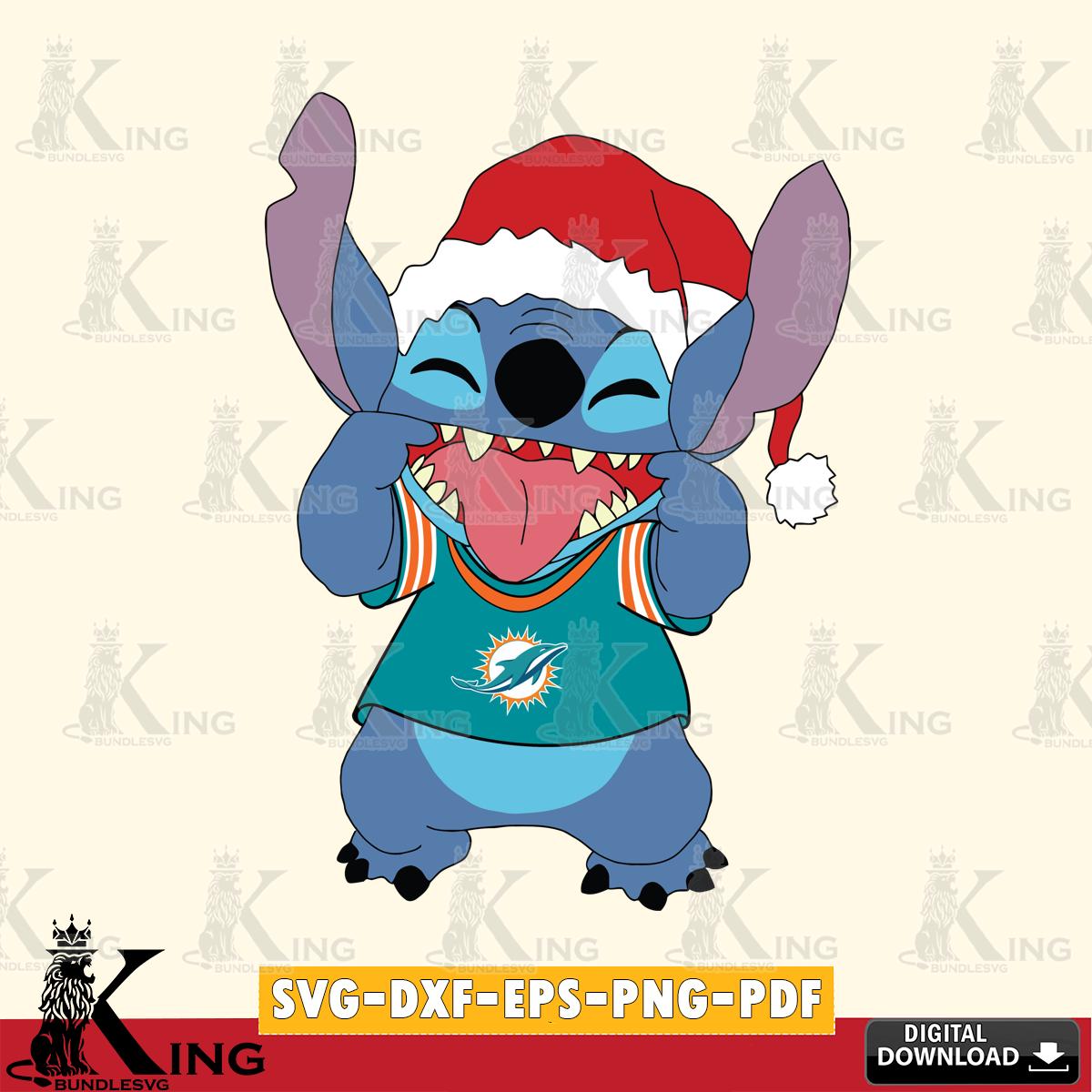 Miami Dolphins Christmas Stitch Disney SVG, NFL for Cricut, Silhouette, Digital Download , file cut