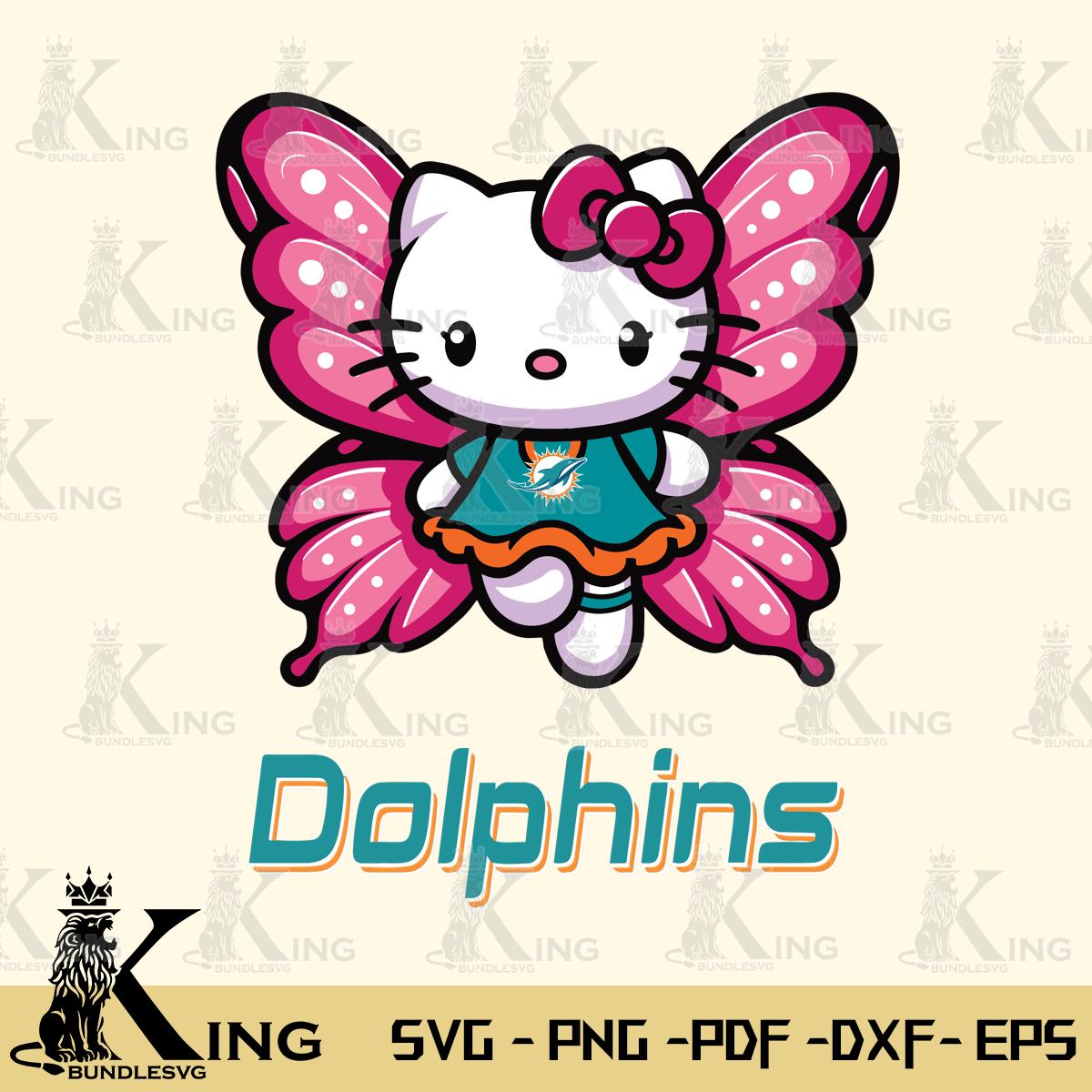 Miami Dolphins Hello Kitty Dreamscape Svg Eps Dxf Png File, Digital Download