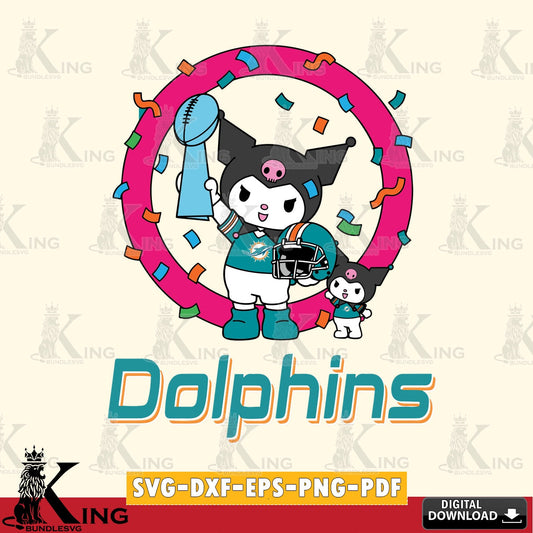 Miami Dolphins Kuromi Football Champion SVG file, Cricut, Cut file  , Digital Download , Instant Download, Sanrio svg, Clipart