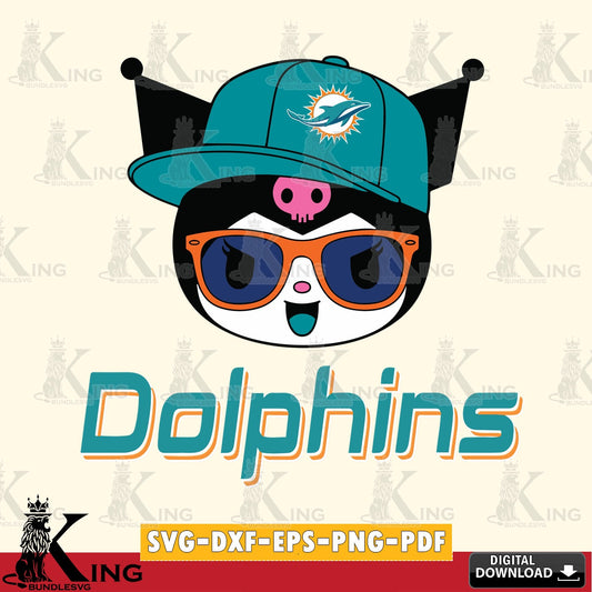 Miami Dolphins Kuromi Football Cool SVG file, Cricut, Cut file  , Digital Download , Instant Download, Sanrio svg, Clipart