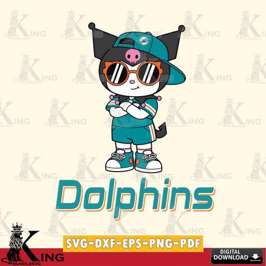 Miami Dolphins Kuromi Football Jersey SVG file, Cricut, Cut file  , Digital Download , Instant Download, Sanrio svg, Clipart