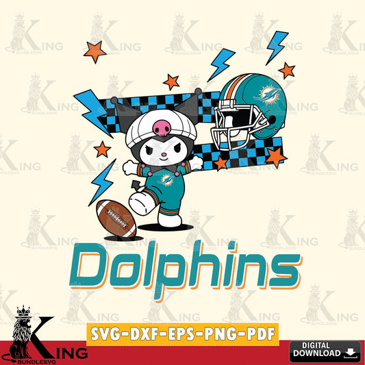 Miami Dolphins Kuromi Game Day SVG file, Cricut, Cut file  , Digital Download , Instant Download, Sanrio svg, Clipart