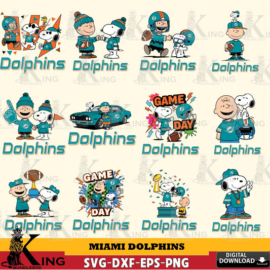 Miami Dolphins Peanuts Play Football NFL Bundle Cricut file , Cut file  , Digital Download , PDF File , Instant Download