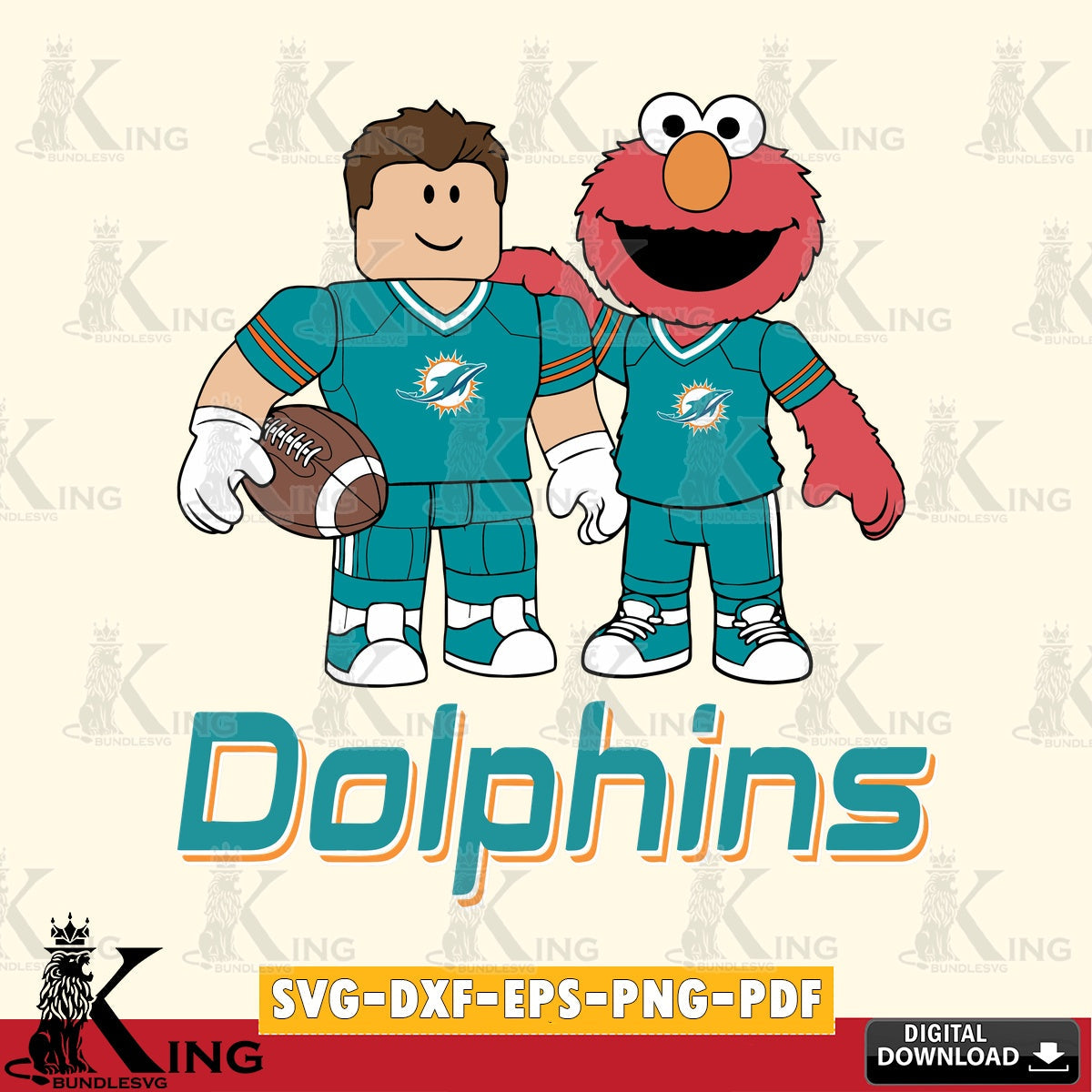 Miami Dolphins Roblox & Elmo Football SVG file , Cricut, NFL  File cut , Digital Download , PDF File