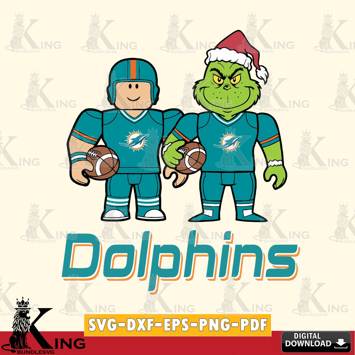 Miami Dolphins Roblox & Grinch Football SVG file , Cricut, NFL  File cut , Digital Download , PDF File