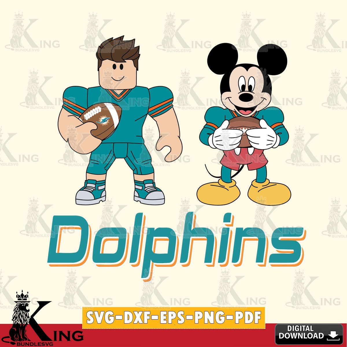 Miami Dolphins Roblox & Mickey Football SVG file , Cricut, NFL  File cut , Digital Download , PDF File