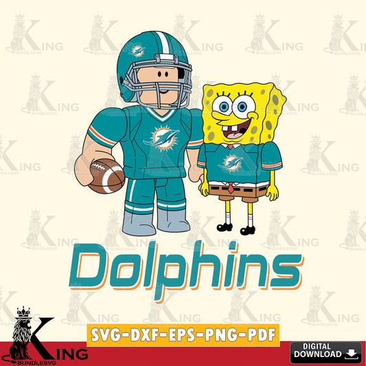 Miami Dolphins Roblox & Spongebob Football SVG file , Cricut, NFL  File cut , Digital Download , PDF File