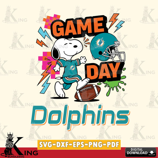 Miami Dolphins Snoopy Game day Cricut file , Cut file  , Digital Download , PDF File , Instant Download