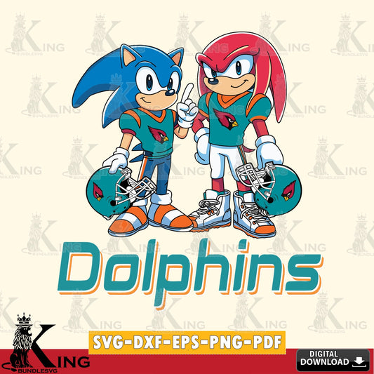Printable art of Miami Dolphins Sonic and Knuckles football, digital download for Cricut Maker and paper crafts