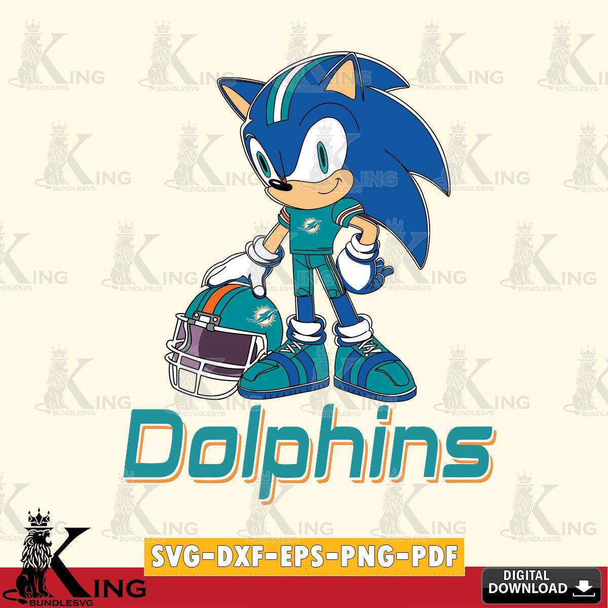 Beautiful illustration of Miami Dolphins Sonic Player Football, versatile clip art for stickers, decals, and mugs