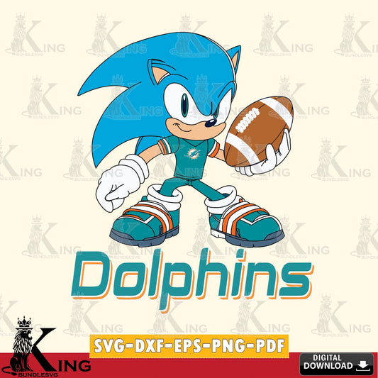 Custom design featuring Miami Dolphins Sonic Rugby, vector illustration for POD merchandise and apparel
