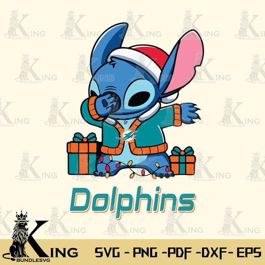 Miami Dolphins Stitch Merry Christmas Svg Eps Dxf Png File, Digital Download