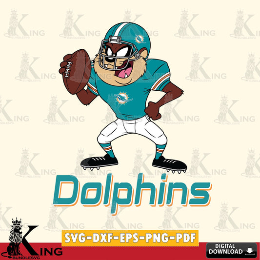 Miami Dolphins Taz Football Player Cut file  , Digital Download , Instant Download, Looney Tunes svg, Football svg