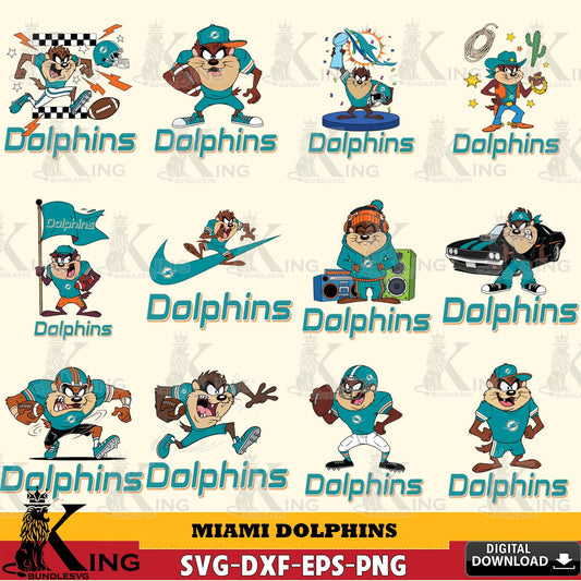 Miami Dolphins Taz (Looney Tunes) Football NFL Bundle Cut file  , Digital Download , Instant Download, Looney Tunes svg, Football svg