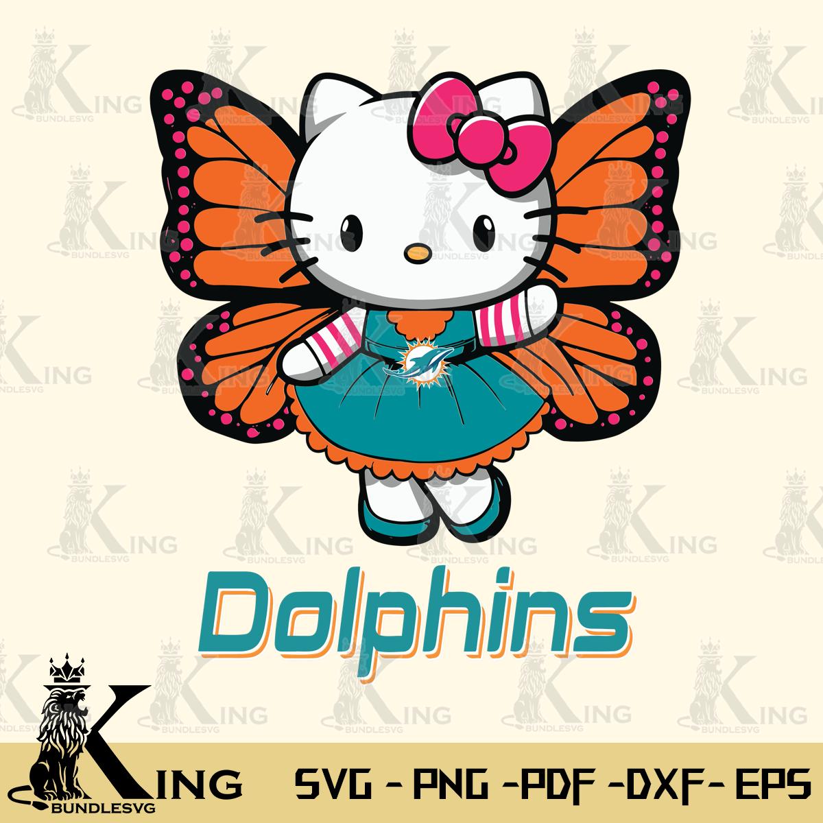 Miami Dolphins Whimsical Kitty Wings Svg Eps Dxf Png File, Digital Download