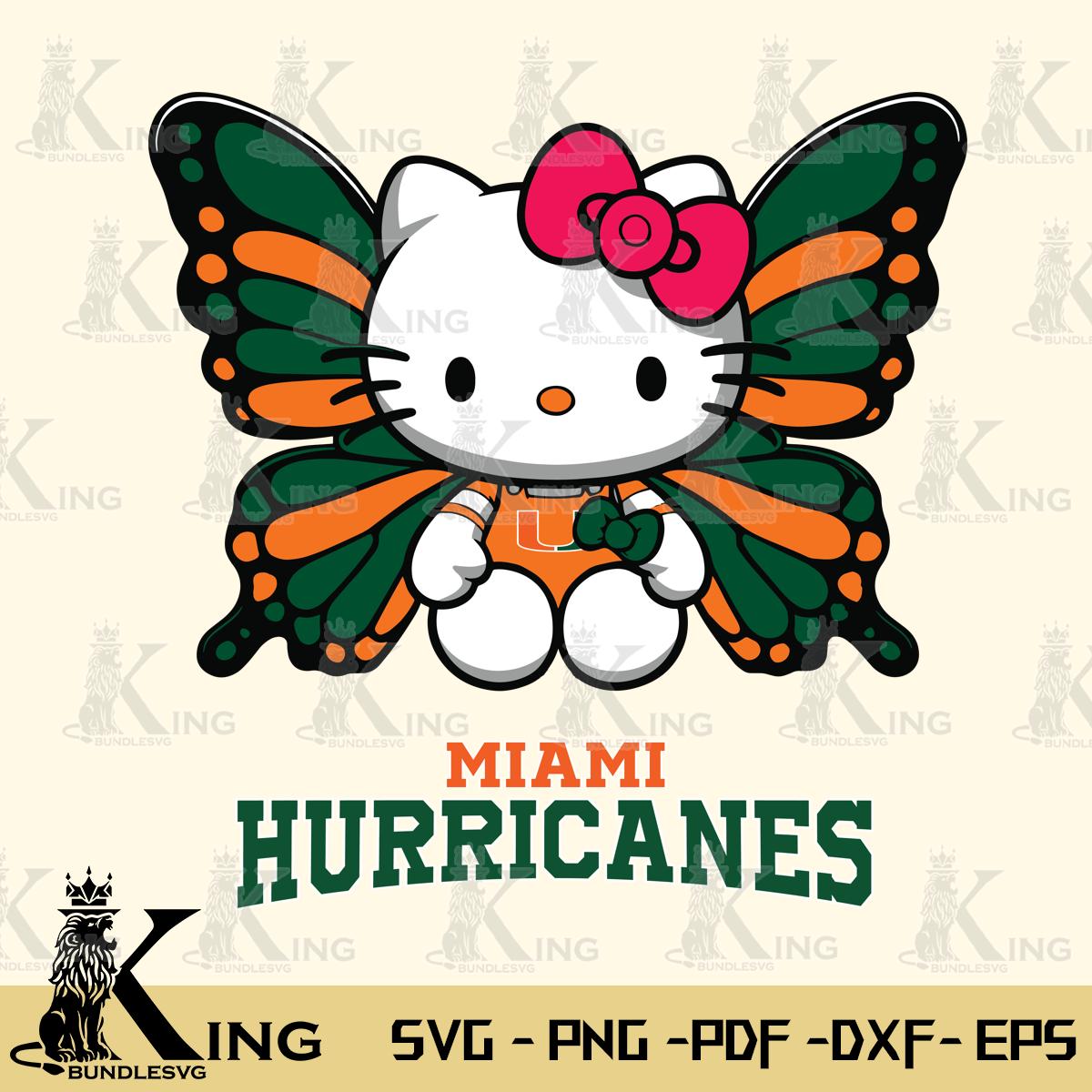 Miami Hurricanes Butterfly Kitty Delight Svg Eps Dxf Png File, Digital Download