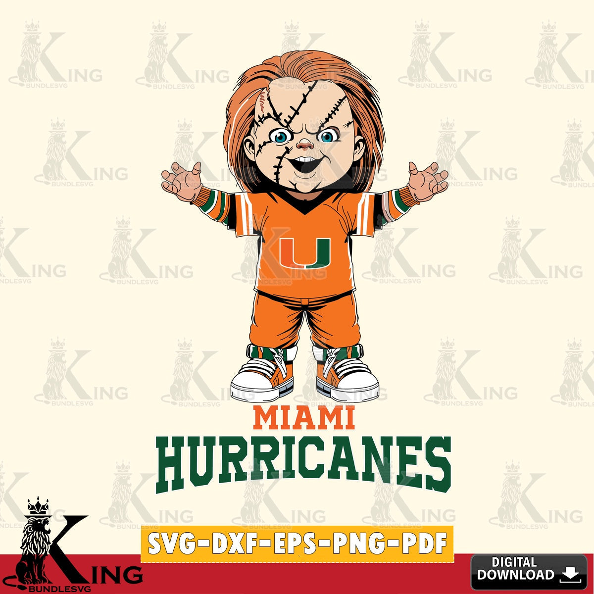Printable art of Miami Hurricanes Chucky Football, a digital download for Cricut Maker and paper crafts