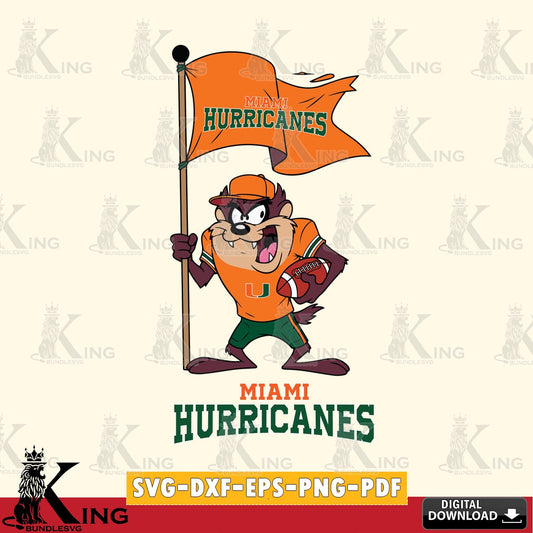 Miami Hurricanes Football Taz Flag Art SVG file, Cut file  , Digital Download , Instant Download, Taz svg, NCAA svg