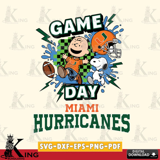 Miami Hurricanes Game Day Peanuts SVG, Cricut, Cut file  , Digital Download , Instant Download, Peanuts svg, NCAA svg, Football svg, Sport svg