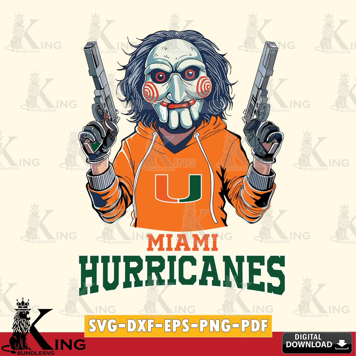 High-quality graphic of Miami Hurricanes Jigsaw Billy Football, NCAA File cut, SVG PNG files perfect for Cricut and Silhouette