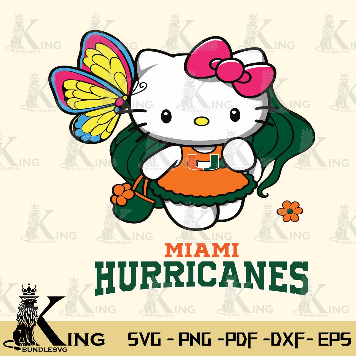 Miami Hurricanes Kitty Cartoon Svg Eps Dxf Png File, Digital Download