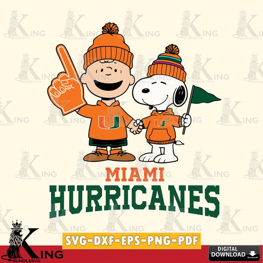 Miami Hurricanes Peanuts Fan Gear SVG, Cricut, Cut file  , Digital Download , Instant Download, Peanuts svg, NCAA svg, Football svg, Sport svg