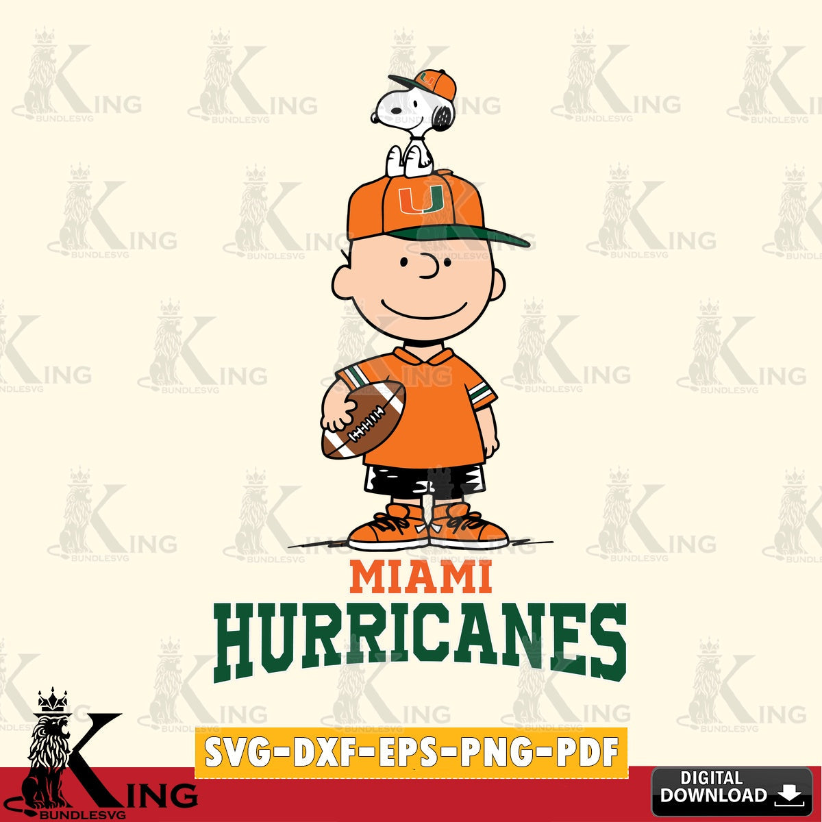 Miami Hurricanes Peanuts Football Rugby SVG, Cricut, Cut file  , Digital Download , Instant Download, Peanuts svg, NCAA svg, Football svg, Sport svg