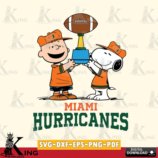 Miami Hurricanes Peanuts Football Trophy SVG, Cricut, Cut file  , Digital Download , Instant Download, Peanuts svg, NCAA svg, Football svg, Sport svg