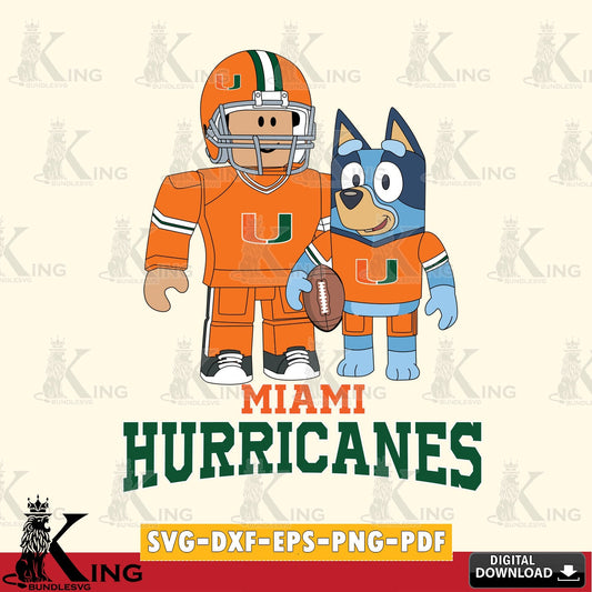 Miami Hurricanes Roblox & Bluey Football SVG file , NCAA Cricut,  File cut , Digital Download , PDF File