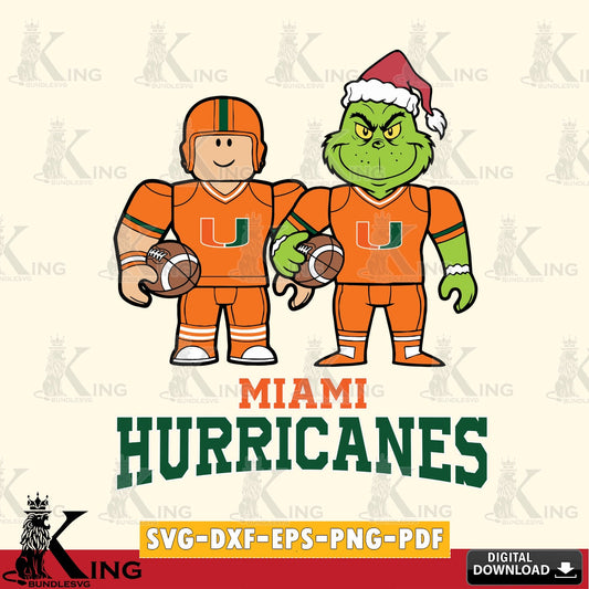 Miami Hurricanes Roblox & Grinch Football SVG file , NCAA Cricut,  File cut , Digital Download , PDF File