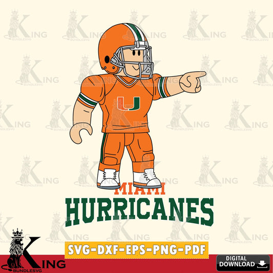 Miami Hurricanes Roblox Player Football SVG file , NCAA Cricut,  File cut , Digital Download , PDF File