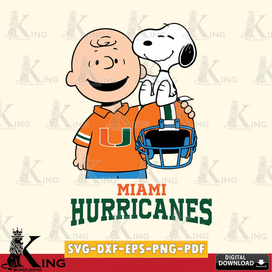 Miami Hurricanes Snoopy On Helmet SVG, Cricut, Cut file  , Digital Download , Instant Download, Peanuts svg, NCAA svg, Football svg, Sport svg