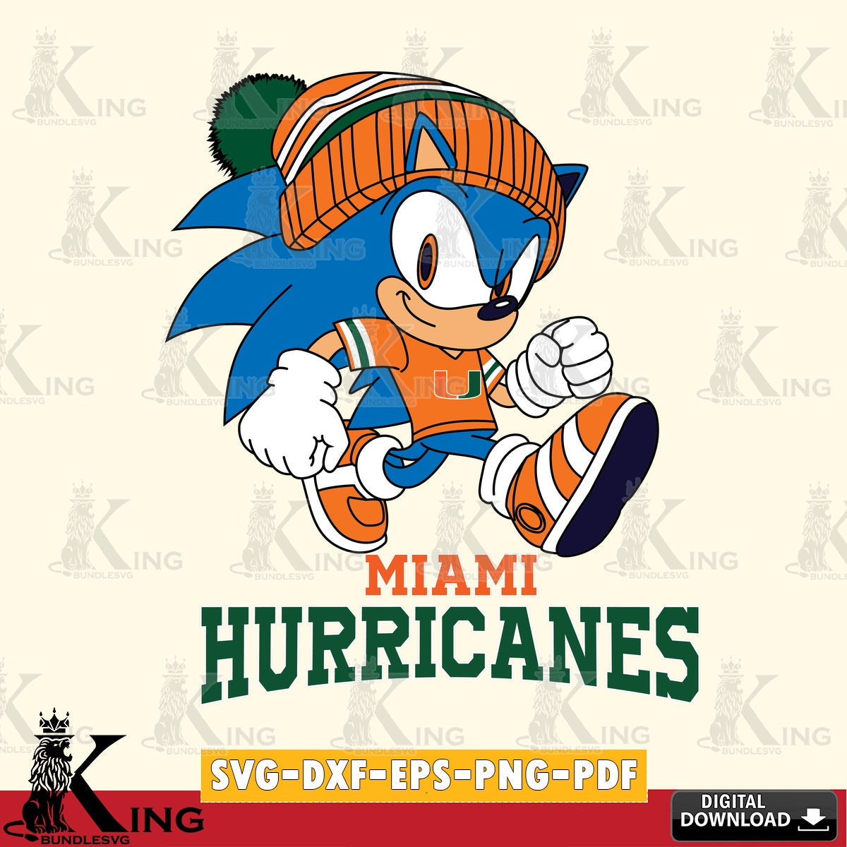 High-quality graphic of Miami Hurricanes Sonic Football, versatile clip art for stickers, decals, and mugs