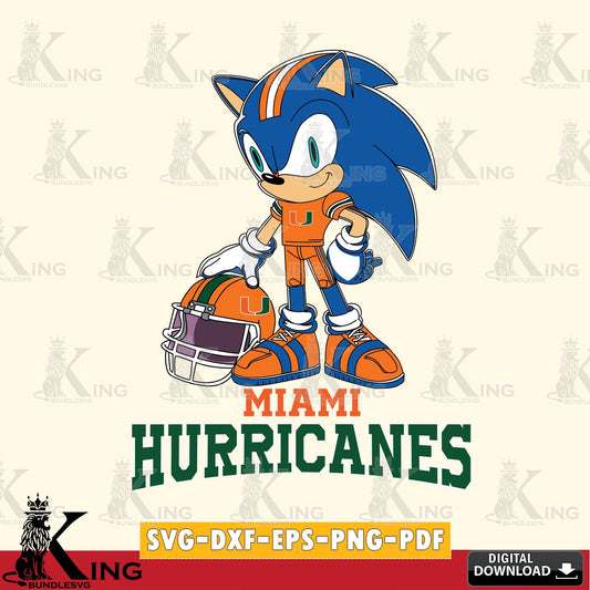 Miami Hurricanes Sonic Player Football SVG file, Vector , Digital Download , PDF File , Instant Download