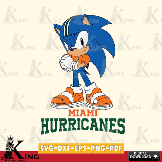 Artistic drawing of Miami Hurricanes Sonic cute Football, digital download for Cricut Maker and paper crafts