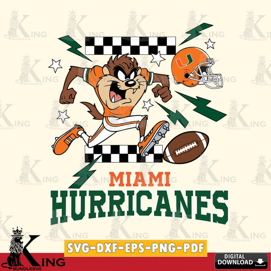 Miami Hurricanes Taz Football Lightning SVG file, Cut file  , Digital Download , Instant Download, Taz svg, NCAA svg