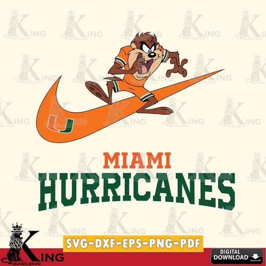 Miami Hurricanes Taz Football Nike SVG file, Cut file  , Digital Download , Instant Download, Taz svg, NCAA svg