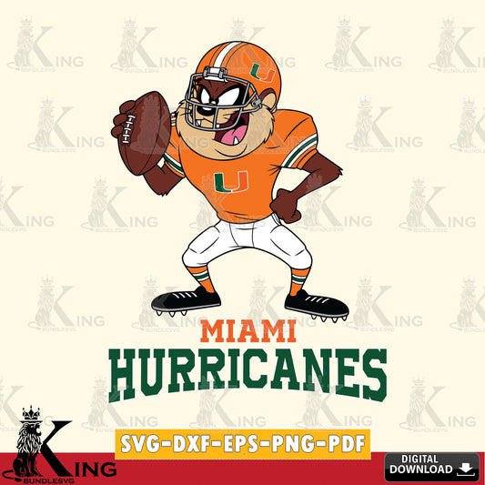 Miami Hurricanes Taz Football Player SVG file, Cut file  , Digital Download , Instant Download, Taz svg, NCAA svg